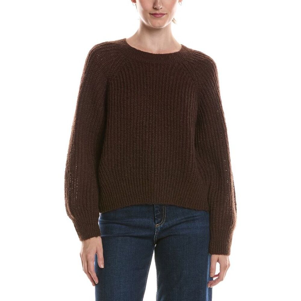 Michael Stars Womens Indra Crewneck Wool-Blend Sweater, Brown